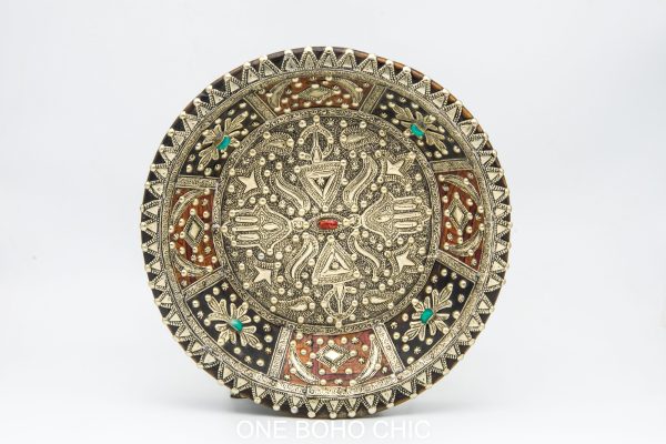 Antique Moroccan wood and metal Bowl, Very beautiful moroccan antique decor