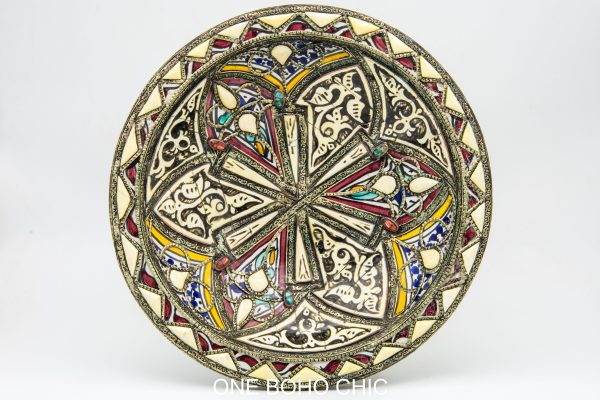 Moroccan Ceramic and bone Bowl, Very beautiful moroccan antique decor