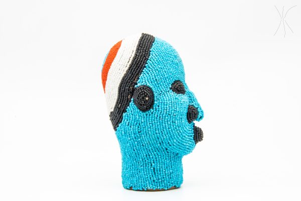 Vintage African handmade sculpture, old african head figurine