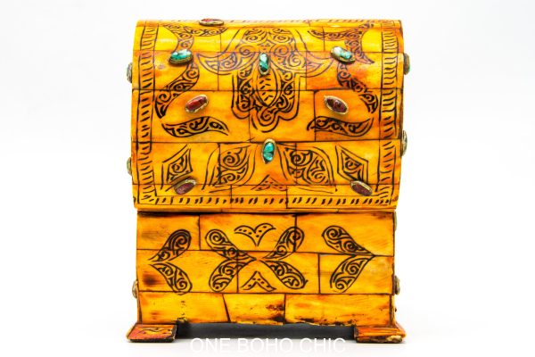 Chest ethnic handmade beautiful jewelery box with moroccan motif Very beautiful moroccan antique decor