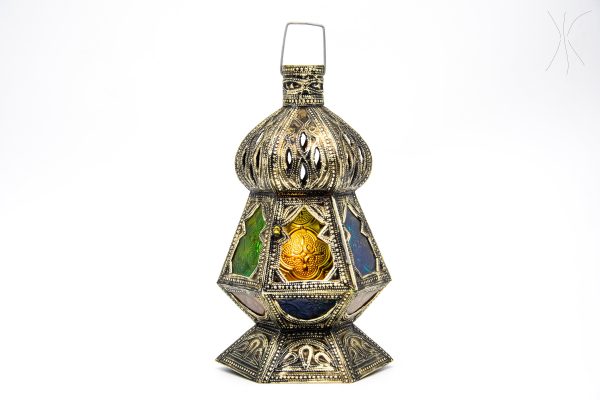 Antique Moroccan Mosaic Lamp - Moroccan glass and metal lamp - Very beautiful moroccan antique decor for luxurious palace