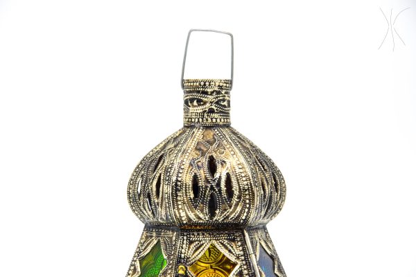 Antique Moroccan Mosaic Lamp - Moroccan glass and metal lamp - Very beautiful moroccan antique decor for luxurious palace