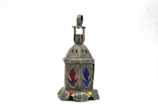 Antique Moroccan Mosaic Lamp - Moroccan glass and metal lamp - Very beautiful moroccan antique decor for luxurious palace