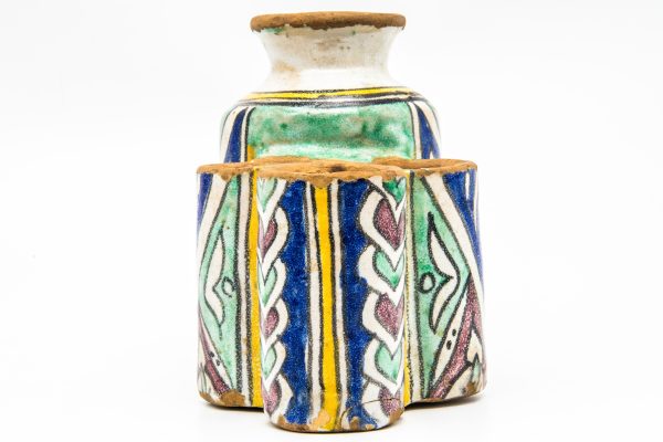 19th Century Rust and Green Glazed Pottery Jug with Floral Decor