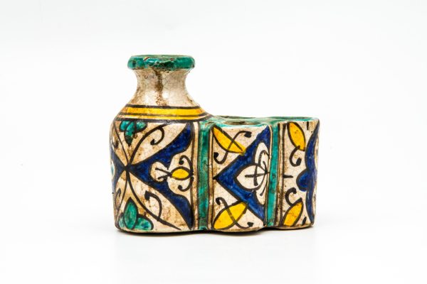 19th Century Rust and Green Glazed Pottery Jug with Floral Decor