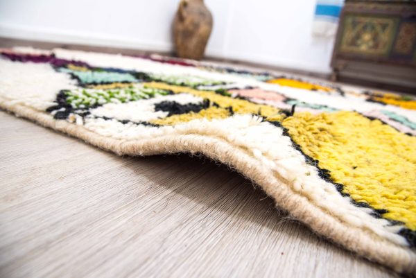 Authentic Moroccan Rug Vintage Rug Handmade Rug Beni Ourain Style Area Rug Berber Rug 7.7 Ft X 4.3 Ft 2.37 cm 1.47 cm
