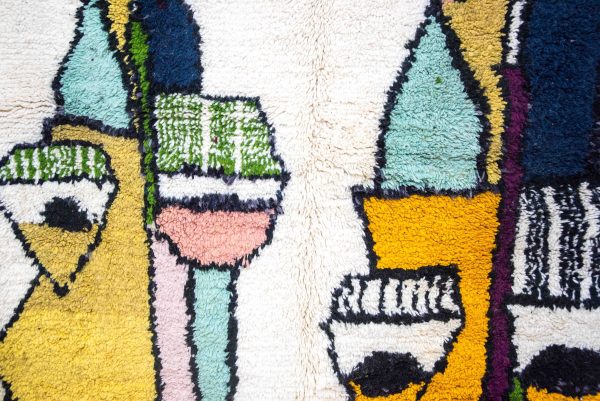Authentic Moroccan Rug Vintage Rug Handmade Rug Beni Ourain Style Area Rug Berber Rug 7.7 Ft X 4.3 Ft 2.37 cm 1.47 cm