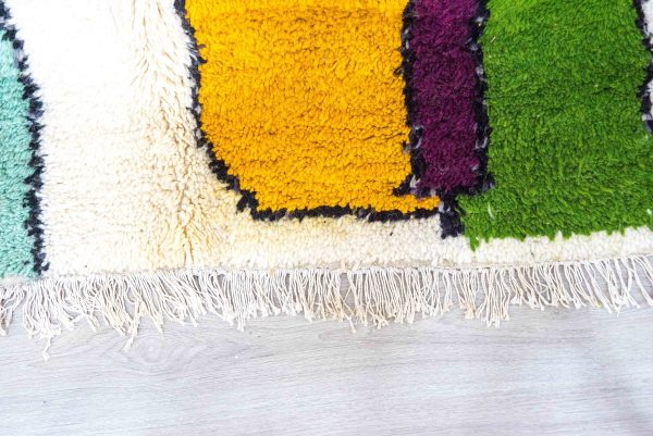 Authentic Moroccan Rug Vintage Rug Handmade Rug Beni Ourain Style Area Rug Berber Rug 7.7 Ft X 4.3 Ft 2.37 cm 1.47 cm