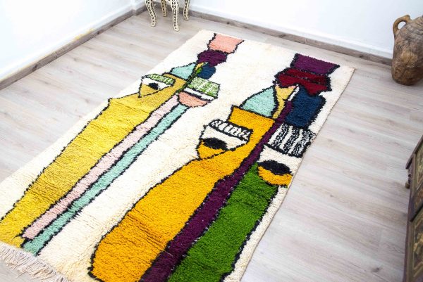 Authentic Moroccan Rug Vintage Rug Handmade Rug Beni Ourain Style Area Rug Berber Rug 7.7 Ft X 4.3 Ft 2.37 cm 1.47 cm