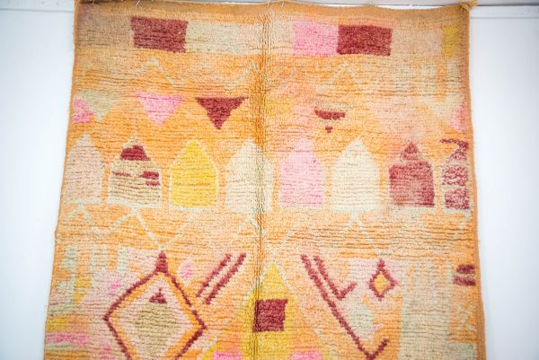 Woven Moroccan rug - Vintage Berber carpet - Handmade rug - Wool area rug - Shag rug - fade orange rug - special orange rug - 7 * 5 rug