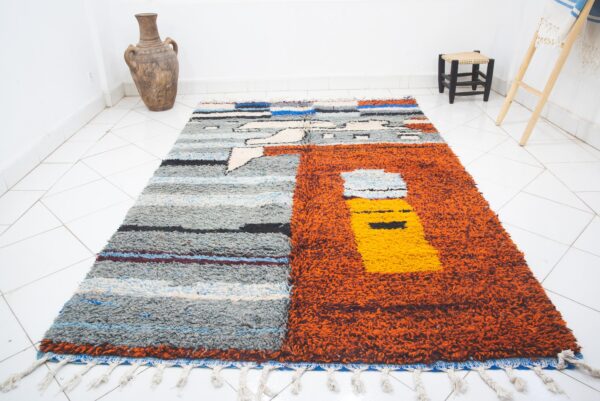 Contemporary rug 8.2 FT X 5.2 FT - Vintage berber rug - Moroccan area rug - Hand woven rug - Moroccan Contemporary rug - Wool rug - Pink rug