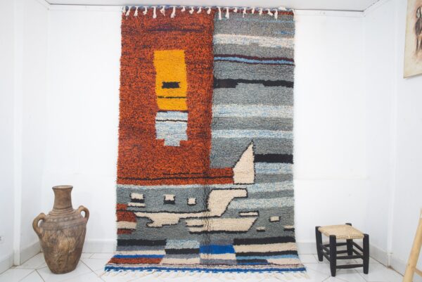 Contemporary rug 8.2 FT X 5.2 FT - Vintage berber rug - Moroccan area rug - Hand woven rug - Moroccan Contemporary rug - Wool rug - Pink rug