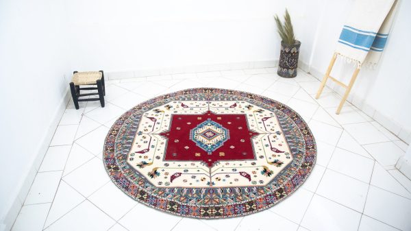 circle rug, Authentic Moroccan Rug, Wool Rug,Berber Teppich catpet ,Vintage Berber Rug