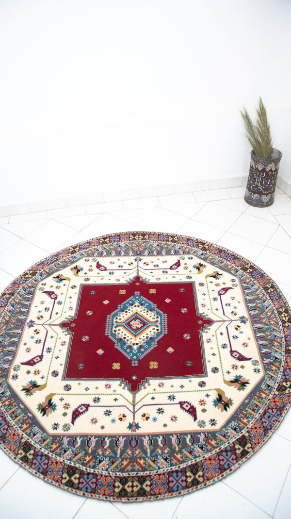 circle rug, Authentic Moroccan Rug, Wool Rug,Berber Teppich catpet ,Vintage Berber Rug