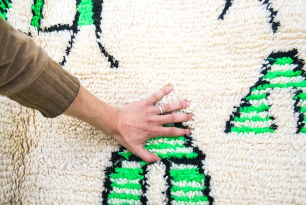 Green and white rug Beni Ourain carpet ,Moroccan colorful berber boho rug,Tapis marocain, marokko Teppich, alfombra marroquin