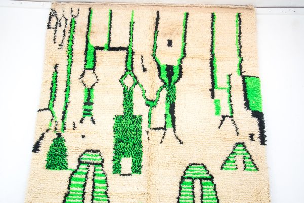 Green and white rug Beni Ourain carpet ,Moroccan colorful berber boho rug,Tapis marocain, marokko Teppich, alfombra marroquin