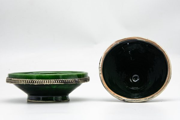 Antique Ceramic and metal bowl - Moroccan Ceramic Bowl - Very beautiful moroccan antique decor