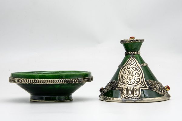 Antique Ceramic and metal bowl - Moroccan Ceramic Bowl - Very beautiful moroccan antique decor