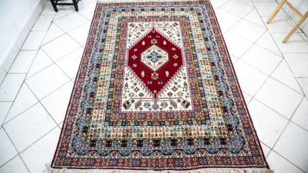 Woven Moroccan rug 7x5 ft - Vintage Berber carpet - Handmade rug - Wool area rug - Shag rug