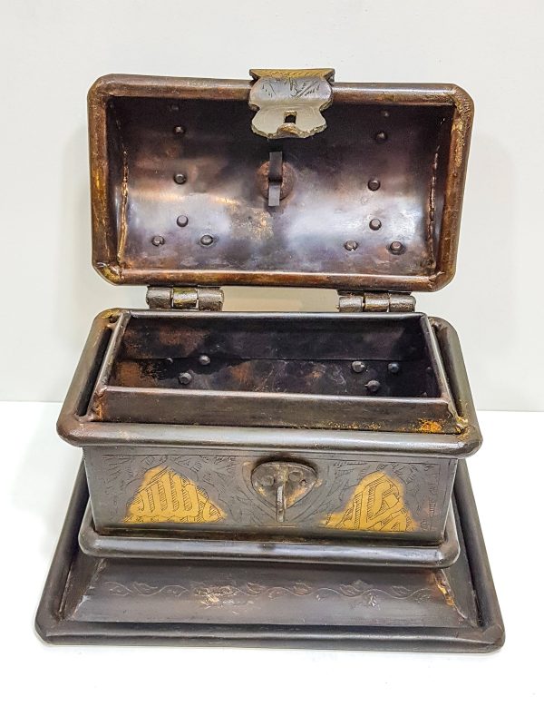 Jewellery Box Oriental Vintage Brass Treasure Chest Jewelry Box