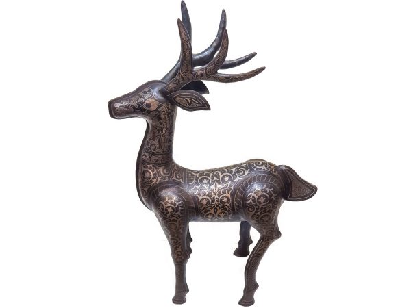 antique Greek Deer copper decoration, copper Deer Sculpture Hand carved